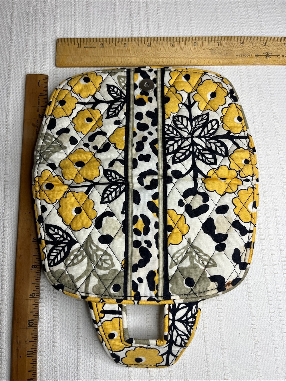 Vera Bradley Go Wild Kiss 'n Snap Wallet - Yellow, Black & White Leopard retired - Picture 6 of 14